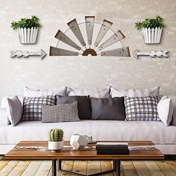 Glitzhome 32" Rustic Metal Half Windmill Wall Art