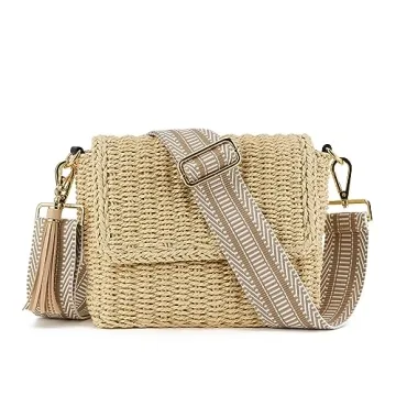WEIMZC Women's Summer Straw Braided Shoulder Crossbody Bag with Tassel