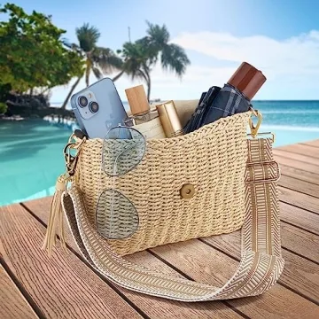 Chic WEIMZC Women's Summer Straw Braided Bag