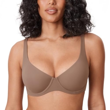 DELIMIRA Women's Confishape Balconette Bra – Supportive Plus Size Underwire Brown Purple 34G