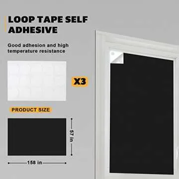 WNJ Bedroom Blackout Curtains with Silver Lining, 100% Thermal Insulation and Full Blackout Window Curtain Panels, DIY Cuttable Blackout Curtains for Baby Room, Bedroom, Travel, 158 in x 57 in, Black