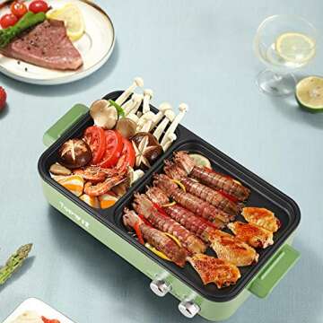 Topwit Hot Pot Electric with Grill, 2 in 1 Indoor Non-Stick Electric Pot and Griddle for Korean BBQ,...