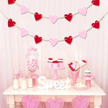 Valentines Day Felt Heart Garland for Home Decor