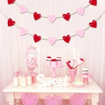 Valentines Day Felt Heart Garland for Home Decor
