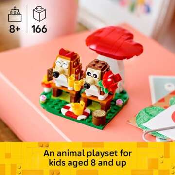 Bundle of LEGO Roses + LEGO Hedgehog Picnic Date Building Sets - Craft for Kids & Adults - Gift for Valentines Day for Her & Him - Artificial, Fake Roses for Home Decor & Display - 40460 + 40711