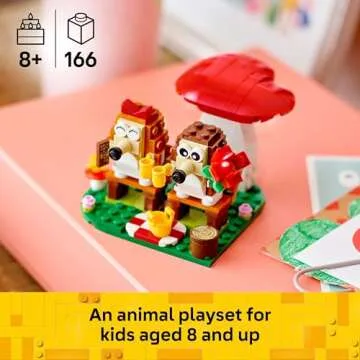 Bundle of LEGO Roses + LEGO Hedgehog Picnic Date Building Sets - Craft for Kids & Adults - Gift for Valentines Day for Her & Him - Artificial, Fake Roses for Home Decor & Display - 40460 + 40711