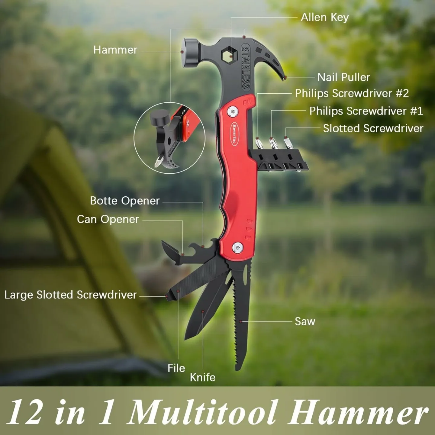 RoverTac 12-in-1 Multitool for Men and Dads