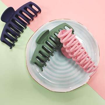 6 Color Hair Claw Clips For Women - 4.4 Inches Nonslip Large Claw Hair Clips for Girls Strong Hold for Thick Hair Accessories