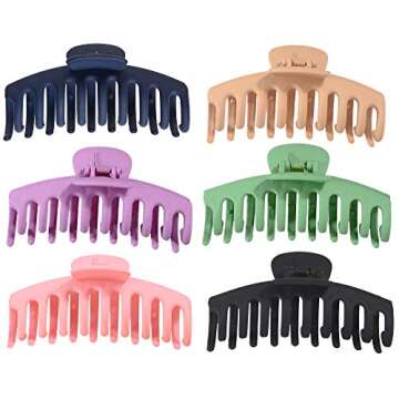 6 Color Hair Claw Clips For Women - 4.4 Inches Nonslip Large Claw Hair Clips for Girls Strong Hold for Thick Hair Accessories