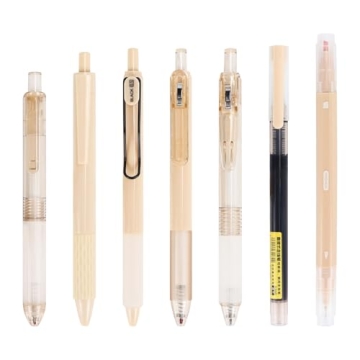 Buqoo Gel Pens 6-Pack, 0.5mm Retractable Black Ink Pens with Highlighter for Office & School Supplie...