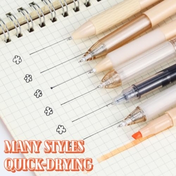 Buqoo 6-Piece Gel Pen Set with Highlighter for Stylish Writing