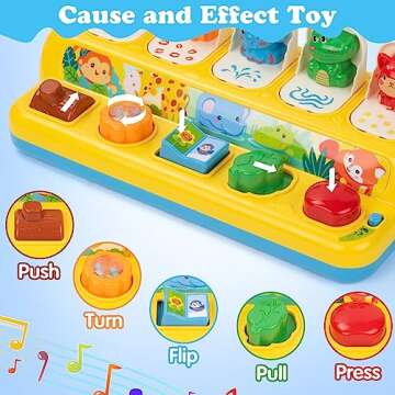 SUPERHIGH Interactive Pop Up Animal Toys with Music, Animal Sound & Light, Early Developmental Cause and Effect Pop Up Animals Toy for Infants & Toddlers, 1+ Year Old Boys Girls Gifts