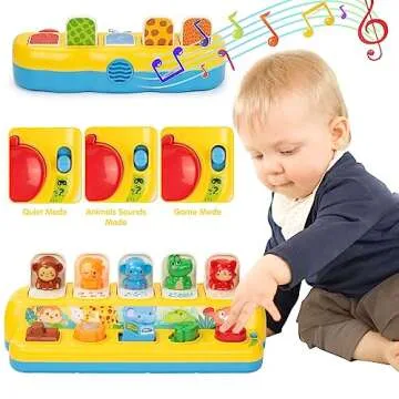 SUPERHIGH Interactive Pop Up Animal Toys with Music, Animal Sound & Light, Early Developmental Cause and Effect Pop Up Animals Toy for Infants & Toddlers, 1+ Year Old Boys Girls Gifts