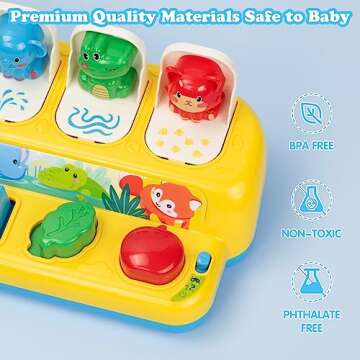 SUPERHIGH Interactive Pop Up Animal Toys with Music, Animal Sound & Light, Early Developmental Cause and Effect Pop Up Animals Toy for Infants & Toddlers, 1+ Year Old Boys Girls Gifts
