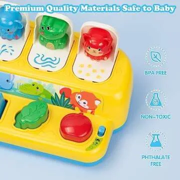 SUPERHIGH Interactive Pop Up Animal Toys with Music, Animal Sound & Light, Early Developmental Cause and Effect Pop Up Animals Toy for Infants & Toddlers, 1+ Year Old Boys Girls Gifts