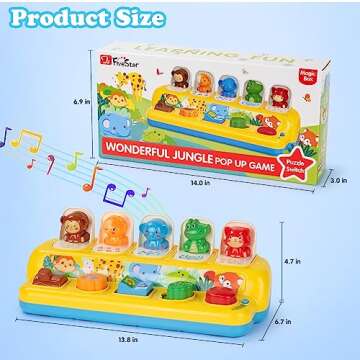 SUPERHIGH Interactive Pop Up Animal Toys with Music, Animal Sound & Light, Early Developmental Cause and Effect Pop Up Animals Toy for Infants & Toddlers, 1+ Year Old Boys Girls Gifts