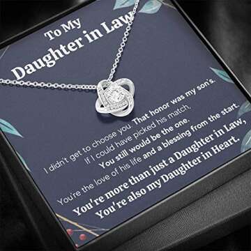 Daughter-in-Law Necklace Gift from Mother-in-Law - Honor Pendant with Message Card & Gift Box