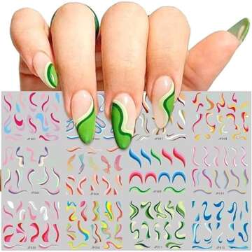 48 Sheets Colorful Abstract Nail Art Stickers Water Transfer Nail Decals 3D DIY Nail Designs Nail De...
