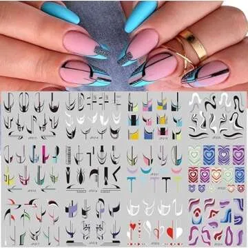 48 Sheets Colorful Abstract Nail Art Stickers Water Transfer Nail Decals 3D DIY Nail Designs Nail Decorations for Women,Kids
