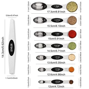 Magnetic Measuring Spoons Set with Leveler - Kitchen Essential
