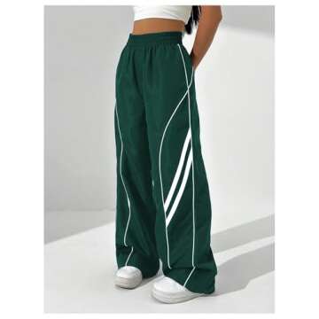GORGLITTER Women's Vintage Baggy Track Pants for Everyday Wear