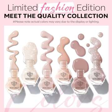 MODELONES Nail Polish Set 6 Colors Neutral Nude Nail Polish Bubble Bath Quick Dry Skin Tone Glitter Winter Nail Polish Finger Nail Polish Bulk Manicure Diy Nail Art Salon Home Gift For Women Mom Girl