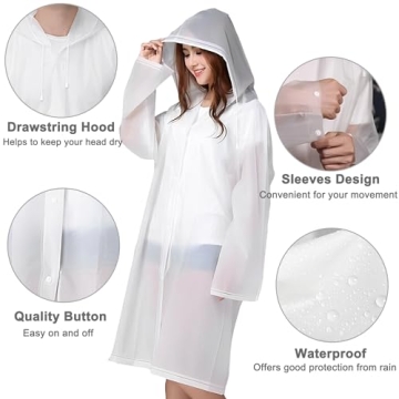 Cosowe Reusable Waterproof Rain Ponchos for Adults