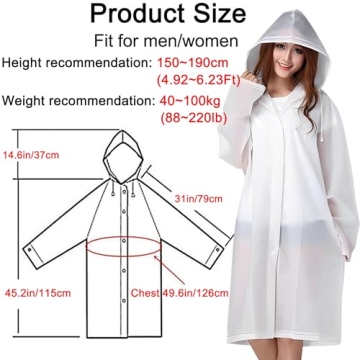 Cosowe Reusable Waterproof Rain Ponchos for Adults