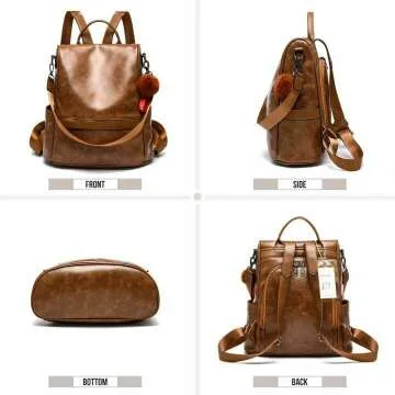 Anti-theft PU Leather Backpack Purse for Women