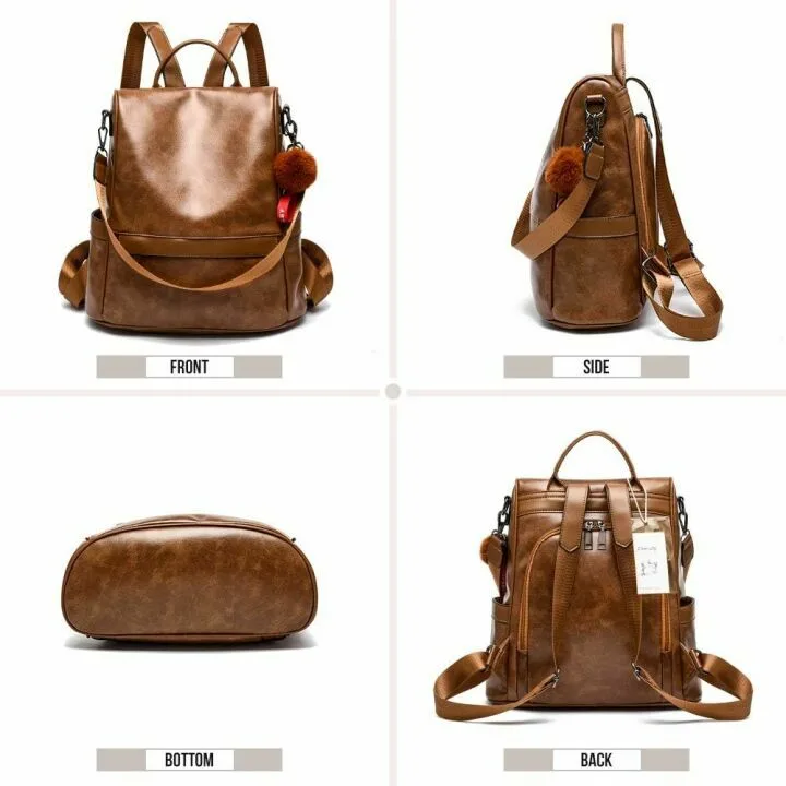Anti-theft PU Leather Backpack Purse for Women