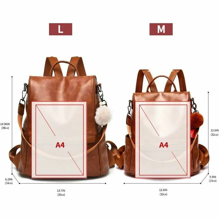 Anti-theft PU Leather Backpack Purse for Women