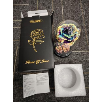 Otlonpe Glass Rose Flower - Christmas, Birthday Gifts for Women Mom Wife Girlfriend Her - Handmade Led Light Up Roses Flowers Womens Gifts for Christmas, Anniversary, Wedding, Valentines, Mothers Day