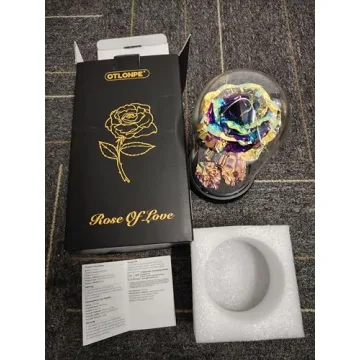 Otlonpe Glass Rose Flower - Christmas, Birthday Gifts for Women Mom Wife Girlfriend Her - Handmade Led Light Up Roses Flowers Womens Gifts for Christmas, Anniversary, Wedding, Valentines, Mothers Day