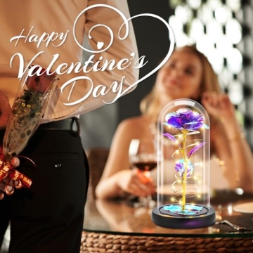 Otlonpe Glass Rose Flower - Christmas, Birthday Gifts for Women Mom Wife Girlfriend Her - Handmade Led Light Up Roses Flowers Womens Gifts for Christmas, Anniversary, Wedding, Valentines, Mothers Day