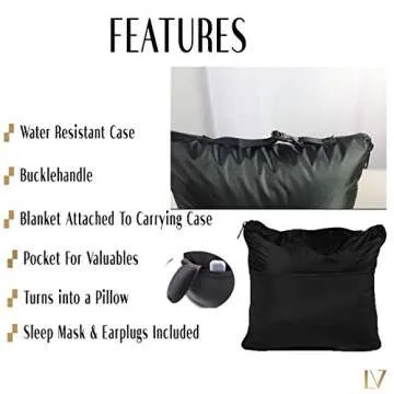 LavishVault Portable Fleece Airplane Travel Blanket - Stylish Comfort