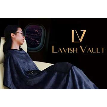 LavishVault Portable Fleece Airplane Travel Blanket - Stylish Comfort
