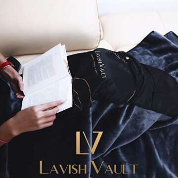 LavishVault Portable Fleece Airplane Travel Blanket - Stylish Comfort