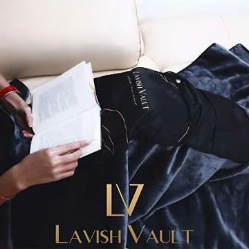 LavishVault Portable Fleece Airplane Travel Blanket - Stylish Comfort