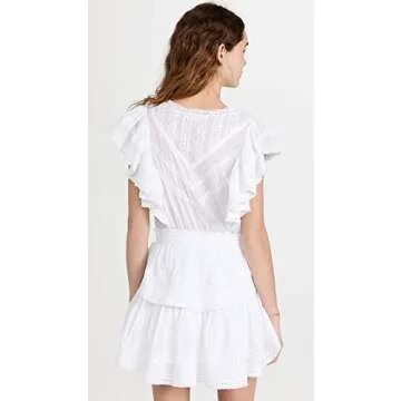 LOVESHACKFANCY Women's Gwen Dress, White, XXXS
