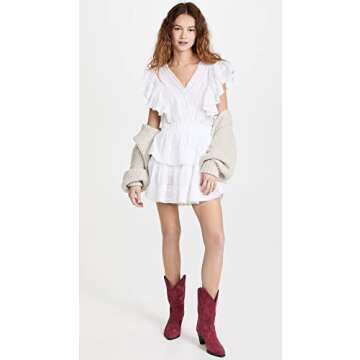 LOVESHACKFANCY Women's Gwen Dress, White, XXXS