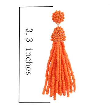 NLCAC Halloween Earrings Women's Beaded Tassel Earrings Long Fringe Drop Earrings Dangle Halloween Costume Jewelry(orange)