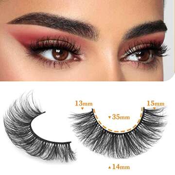 Natural False Eyelashes Wispy Mink Lashes Fluffy 15mm Cat Eye Lashes Pack Natural Look 3D 14 Pairs Fake Eyelashes by TNFVLONEINS