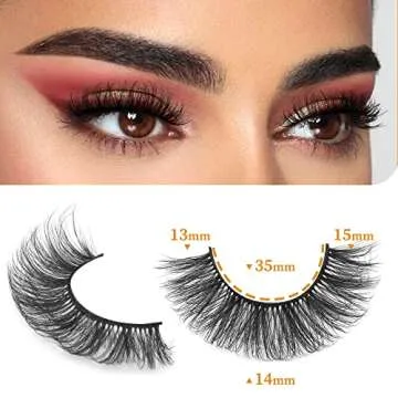 Natural False Eyelashes Wispy Mink Lashes Fluffy 15mm Cat Eye Lashes Pack Natural Look 3D 14 Pairs Fake Eyelashes by TNFVLONEINS