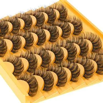 Natural False Eyelashes Wispy Mink Lashes Fluffy 15mm Cat Eye Lashes Pack Natural Look 3D 14 Pairs Fake Eyelashes by TNFVLONEINS