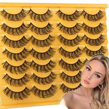 Natural False Eyelashes Wispy Mink Lashes Fluffy 15mm Cat Eye Lashes Pack Natural Look 3D 14 Pairs Fake Eyelashes by TNFVLONEINS