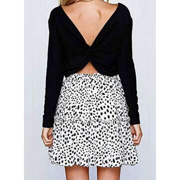 Alelly Women's Summer Cute High Waist Ruffle Skirt Floral Print Swing Beach Mini Skirt