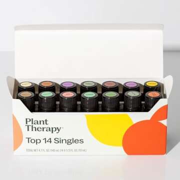 Plant Therapy Top 14 Singles Set Lavender, Eucalyptus, Peppermint, Orange Sweet, Lemon & More 100% Pure, Undiluted, Natural Aromatherapy for Topical Use & Diffusion, Therapeutic Grade 10 mL (1/3 oz)