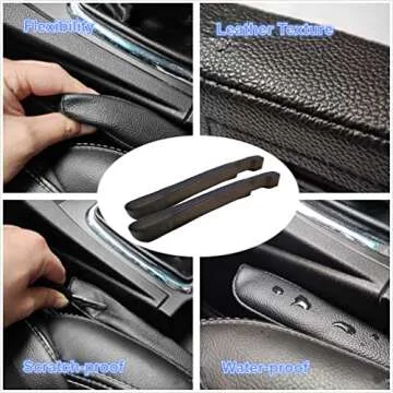 2 Pack Car Seat Gap Filler Organizer, Universal Storage Pocket Box for SUV, Truck,Rv to Fill the Gap between Seat & Console Leather Black Crevice Plug Blocker EX-5SGFO-2B (16.93 x 1.46 x 2.17 inches)