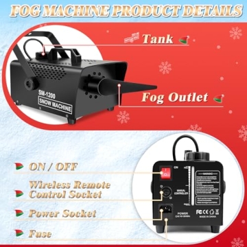 1200W Portable Wireless Remote Control Snow Machine