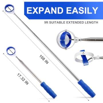 Golf Ball Retriever, Premium Golf Ball Retriever Telescopic for Water, Portable Golf Ball Grabber, 3rd Generation Extendable Stainless Steel, Practical Golf Ball Accessories, Easier for Golfer, 9ft